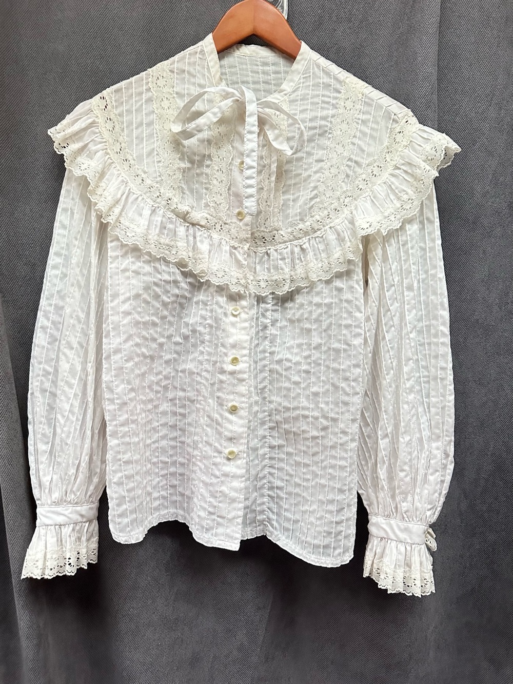 Vintage Victorian style blouse ruffles lace